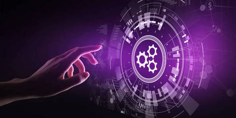 自动化技术与智能产业 在齿轮与图标间的抽象交融